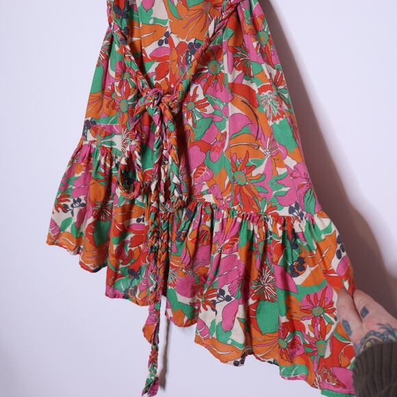 MARINE LAYER Laney Side Tie Ruffle Minidress Vintage Floral Multicolor Women's S - Picture 9 of 16
